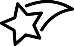Christmas Shooting Star Line Art Svg Vector, Free Vectors File